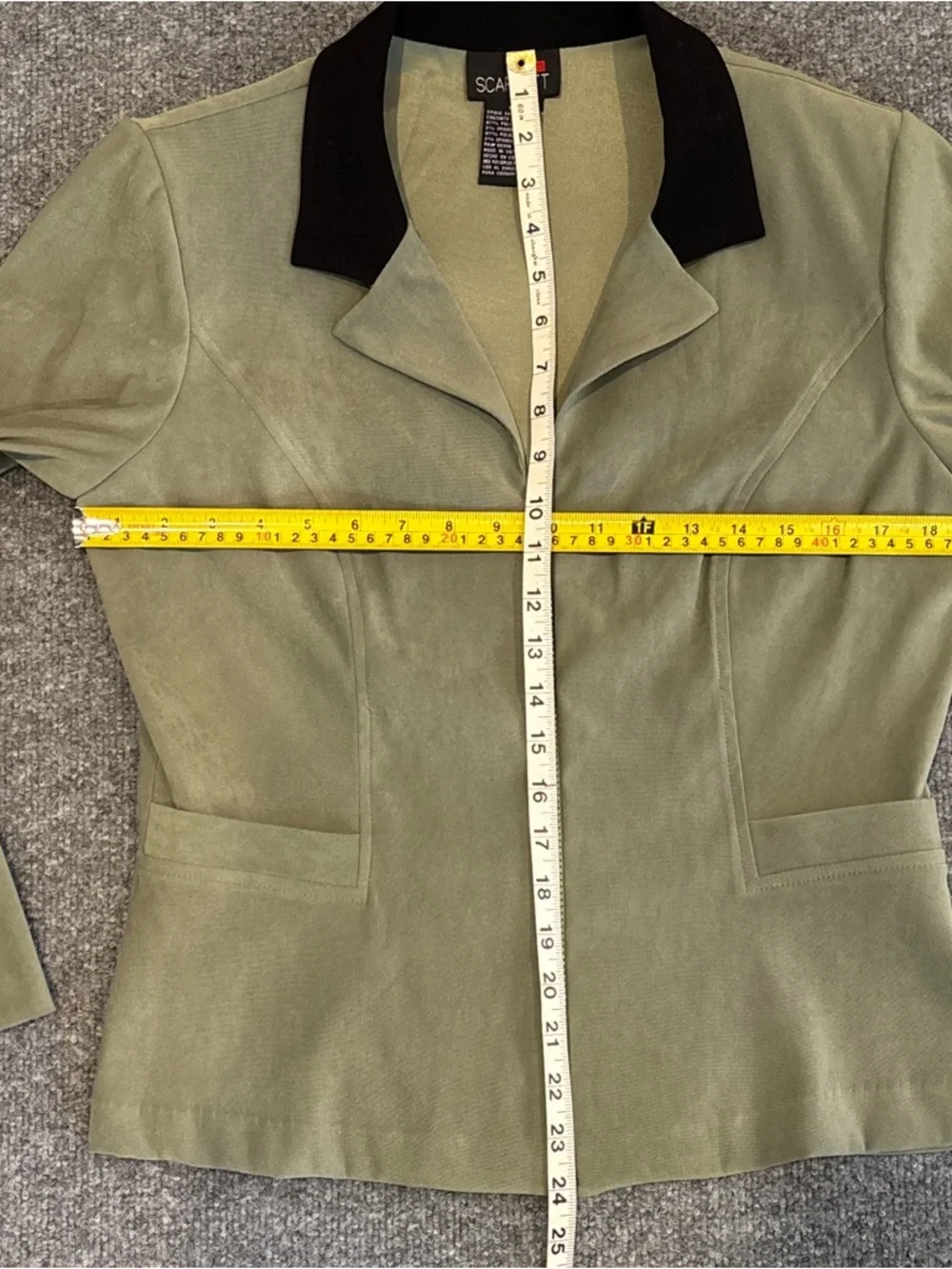 Vintage Scarlett Olive Green Zip Top with Black Pants 2-piece pantsuit Size 10 - Picture 4 of 14